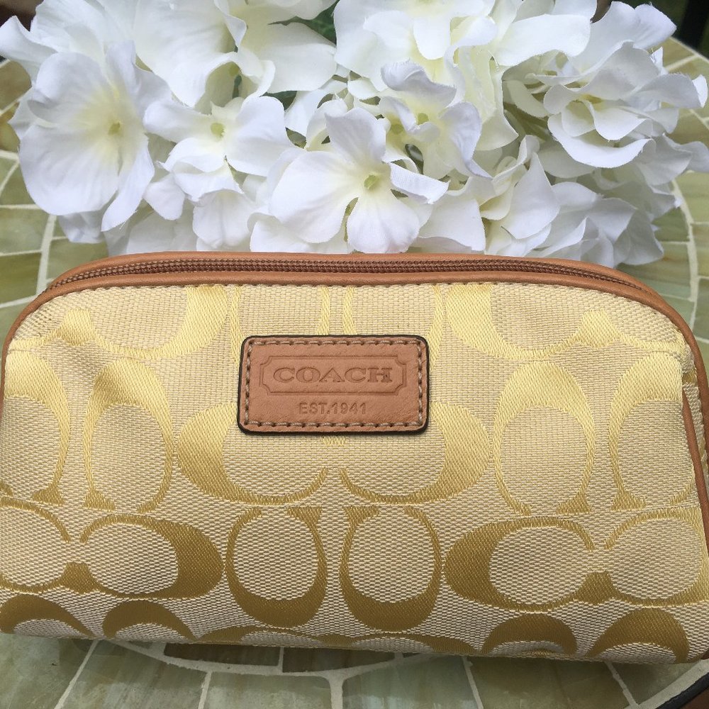 Coach Signature Yellow Canvas Cosmetic Bag